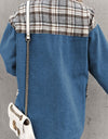 Plaid Pocketed Button Up Denim Jacket