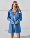 Pocketed Dropped Shoulder Mini Denim Dress