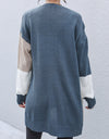 Color Block Dropped Shoulder Cardigan