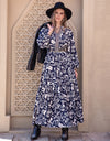 Printed Notched Neck Maxi Dress