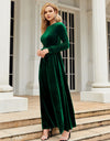 Tie Front Round Neck Long Sleeve Maxi Dress