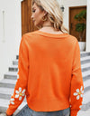 Floral Ribbed Trim Drop Shoulder Cardigan