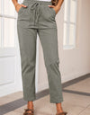 Drawstring Straight Pants with Pockets