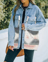 Collared Neck Dropped Shoulder Denim Jacket