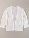 Openwork Open Front Dropped Shoulder Cardigan