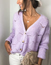 Openwork Button Up Long Sleeve Cardigan