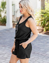 Scoop Neck Wide Strap Romper with Pockets