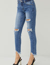 RISEN Distressed Frayed Hem Slim Jeans
