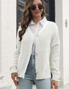 Button Down Ribbed Trim Cardigan