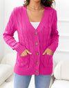 Button Down Cable-Knit Cardigan