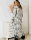 Multicolored Open Front Fringe Hem Cardigan