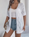 Openwork Open Front Half Sleeve Cardigan