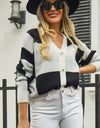 Plaid V-Neck Dropped Shoulder Cardigan