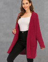 Pocketed Open Front Long Sleeve Cardigan