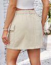 Pocketed Buttoned Denim Skirt