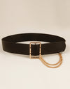 PU Leather Wide Belt with Chain