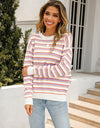 Angel Wings Striped Drop Shoulder Knit Top