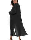 Long Sleeve Open Front Buttoned Cardigan