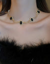 Alloy Oval Gemstone Necklace