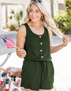Scoop Neck Wide Strap Romper with Pockets