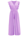 Ruffled Surplice Cap Sleeve Jumpsuit