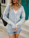 Daisy Pattern Button Front Cardigan