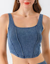 Seam Detail Cropped Denim Tank