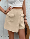 Pocketed High Waist Shorts with Zip