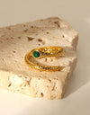 Snake Charmer Malachite Snake-Shaped Bypass Ring