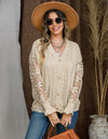 Eyelet Button Up Lantern Sleeve Cardigan