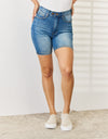 Judy Blue Full Size Tummy Control Double Button Bermuda Denim Shorts