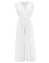 Ruffled Surplice Cap Sleeve Jumpsuit