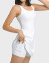 Square Neck Sports Tank Dress with Full Coverage Bottoms