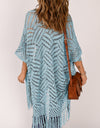 Openwork Open Front Cardigan with Fringes