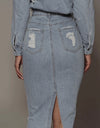 Distressed Slit Denim Skirt
