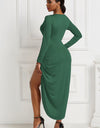 High-low Ruched Surplice Long Sleeve Dress