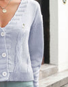 Cable-Knit Button Down Cardigan