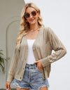 Button Down Ribbed Trim Cardigan