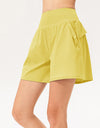 Pocketed Elastic Waist Active Shorts