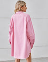 Raw Hem Button Up Denim Dress