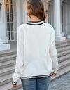 Buttoned V-Neck Long Sleeve Cardigan