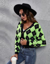 Geometric Button Up Long Sleeve Cardigan