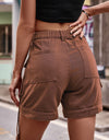 High Waist Denim Cargo Shorts