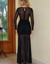 Semi-Sheer Slit Round Neck Dress