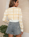 V-Neck Cropped Button-Up Cardigan