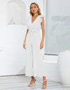 Ruffled Surplice Cap Sleeve Jumpsuit