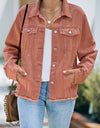 Distressed Raw Hem Denim Jacket