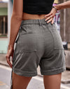 High Waist Denim Cargo Shorts