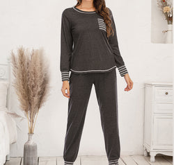 Round Neck Top and Pants Lounge Set