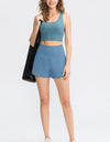 Wide Waistband Sports Shorts with Pockets